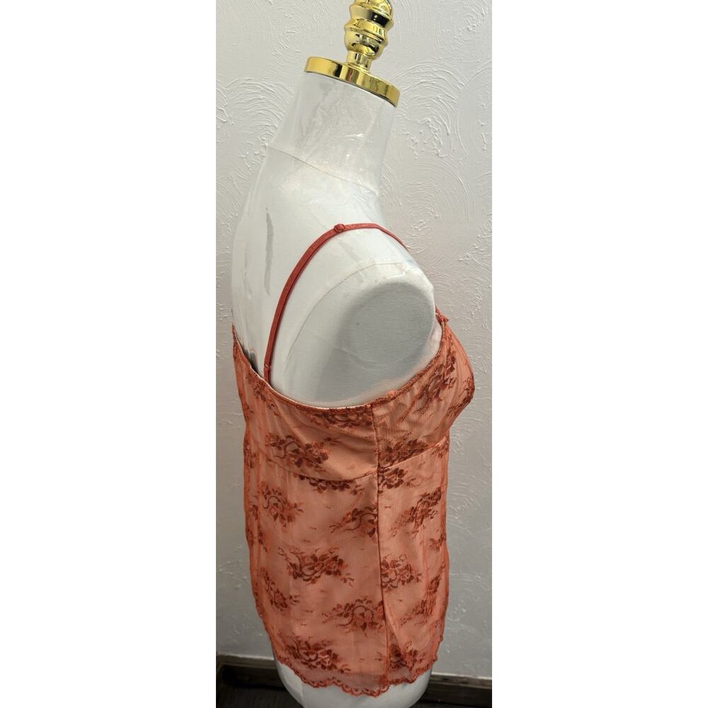 Vintage New York & Company Orange Lace Overlay Cami Size Large 90s Boho Fairy - Picture 5 of 5